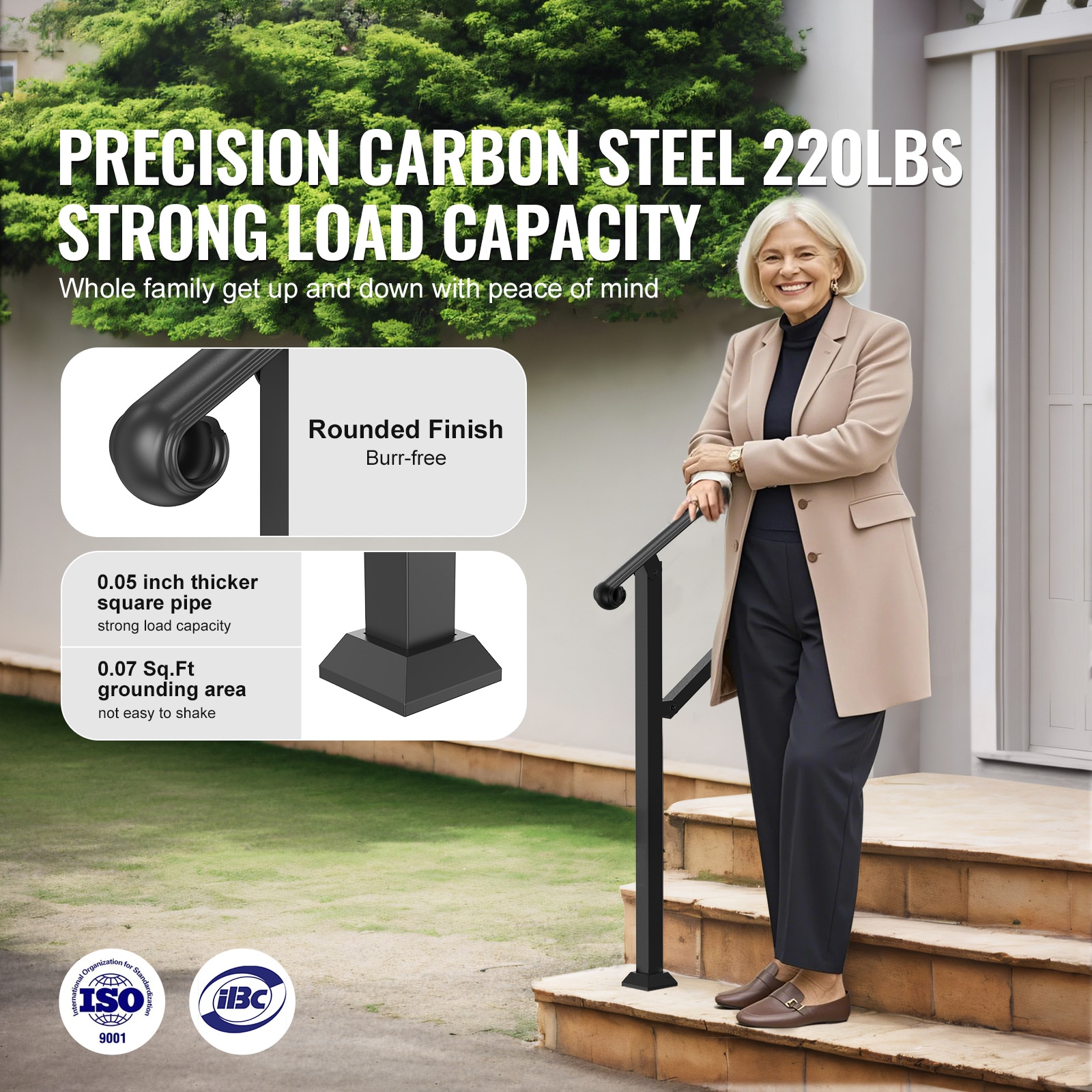 2-3 Step Handrails For Outdoor Steps For Seniors Porch Deck Post_voghion.com